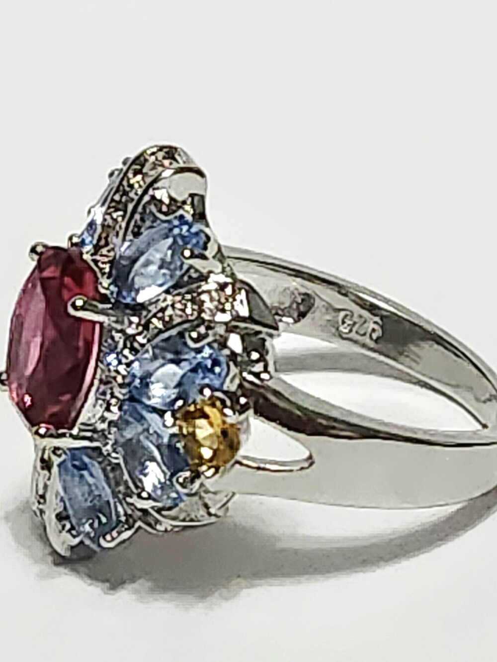 2.70 cttw Pink Topaz Tanzanite Citrine Multistone Sterling Silver Ring size 6.5 - Picture 7 of 10